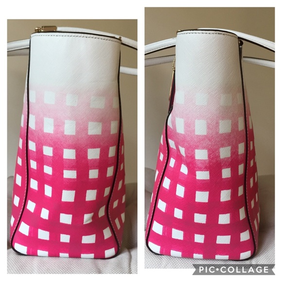 ❌SOLD❌Coach Gingham Madison Leather east west tote - Picture 6 of 8